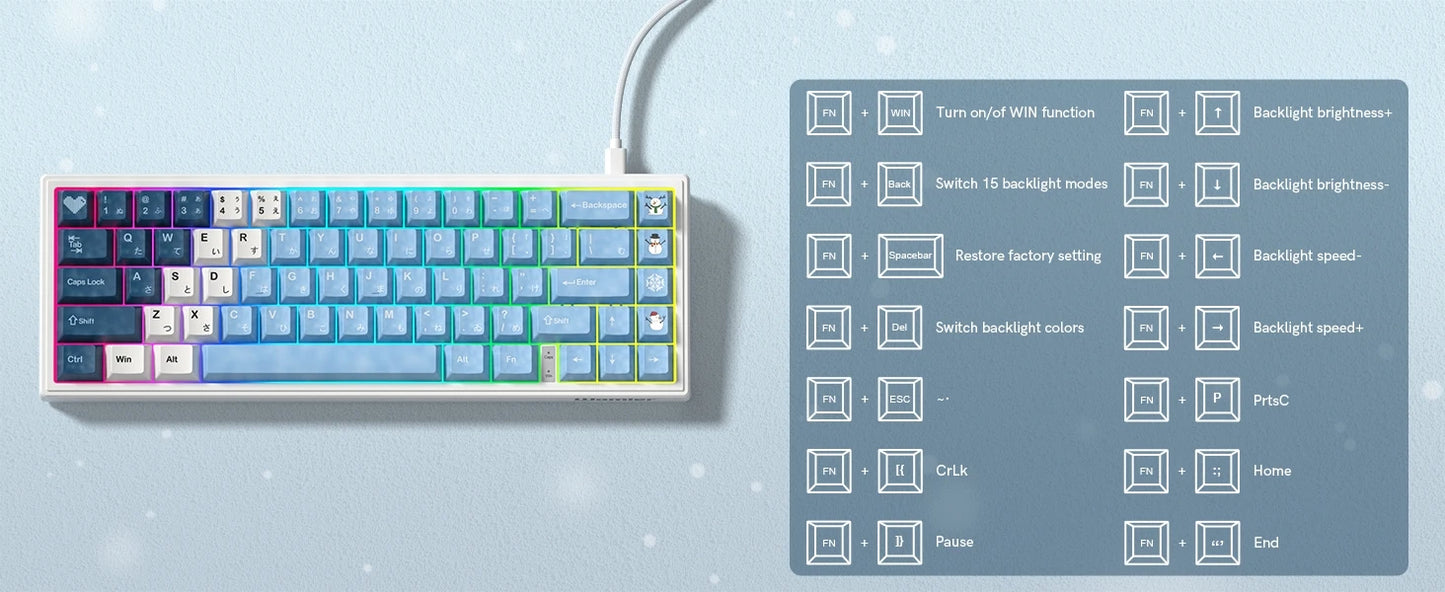 Tastiera meccanica 68 tasti effetto Hall RGB cablata compatta