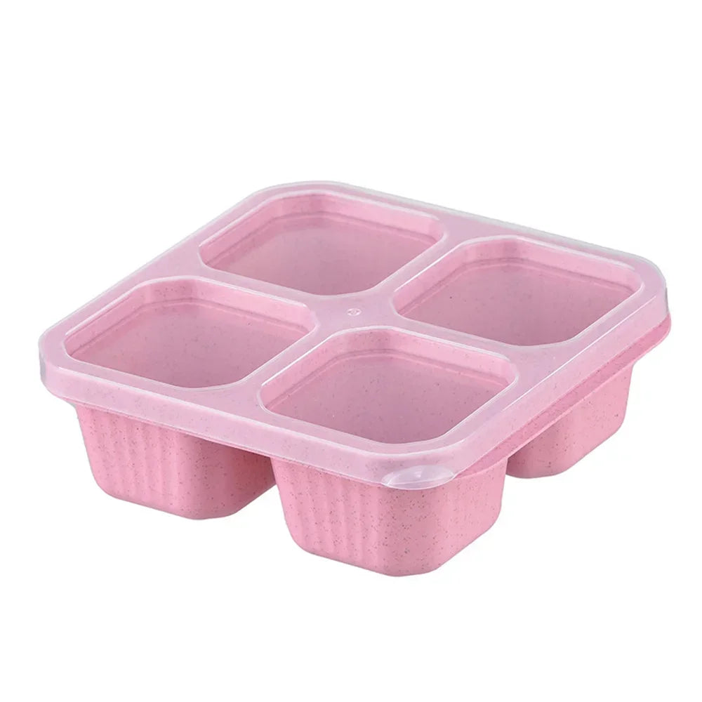 Portable 4-Compartment Snack Containers - Reusable Meal Prep for Kids & Adults, Leak-Proof Storage