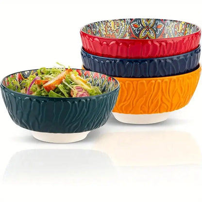 Boheemse keramische kommen set bloemmotief serveerschalen veelzijdig