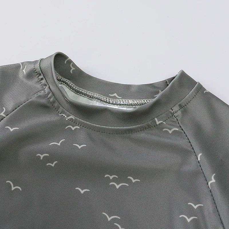 Hurtigtørrende unisex baby badetøj 2-delt sæt – langærmet rashguard top, shorts, polyester, sommerstrandtøj