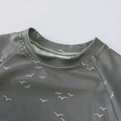 Hurtigtørrende unisex baby badetøj 2-delt sæt – langærmet rashguard top, shorts, polyester, sommerstrandtøj