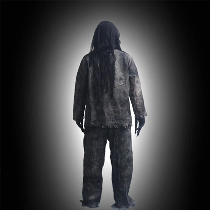 Verbrand zombie-verkleedkostuumset voor volwassenen en kinderen, met masker en handschoenen, Halloween 2026