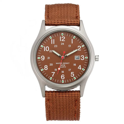 Quartz Field Watch Nylon Strap Military Style Date Luminous