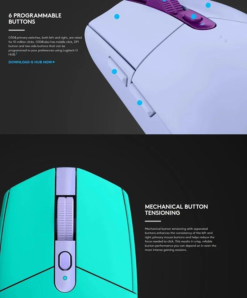 Mouse da gioco wireless leggero Sensore HERO 12K DPI