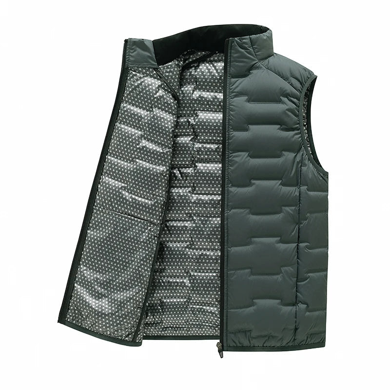 Warm Cozy Men’s Down Vest - Stand Collar, Duck Down, Winter