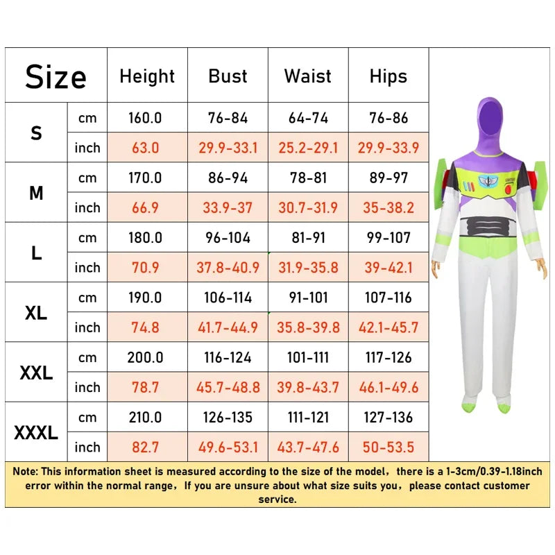 Buzz Lightyear Toy Story Disney-cosplaypak, jumpsuit met vleugels voor volwassenen, Halloweenfeest 2026