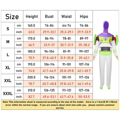 Buzz Lightyear Toy Story Disney-cosplaypak, jumpsuit met vleugels voor volwassenen, Halloweenfeest 2026