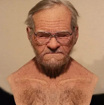 Realistisch siliconen Halloweenmasker dat het hele hoofd bedekt, opa en oma, cosplay-simulatierekwisiet 2026