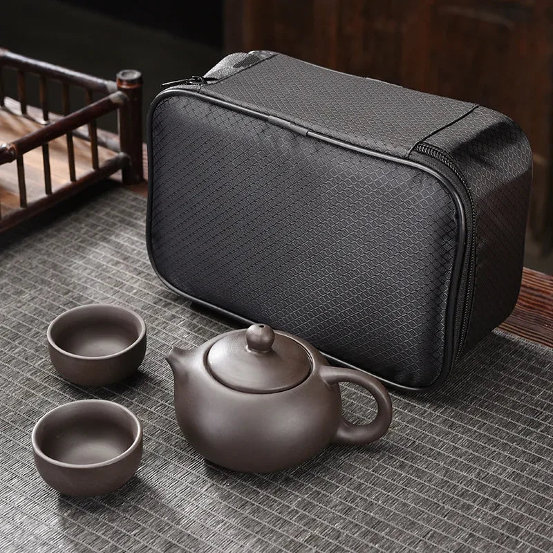 Purple Clay Travel Tea Set Portable Kung Fu Teaware