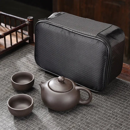 Purple Clay Travel Tea Set Portable Kung Fu Teaware