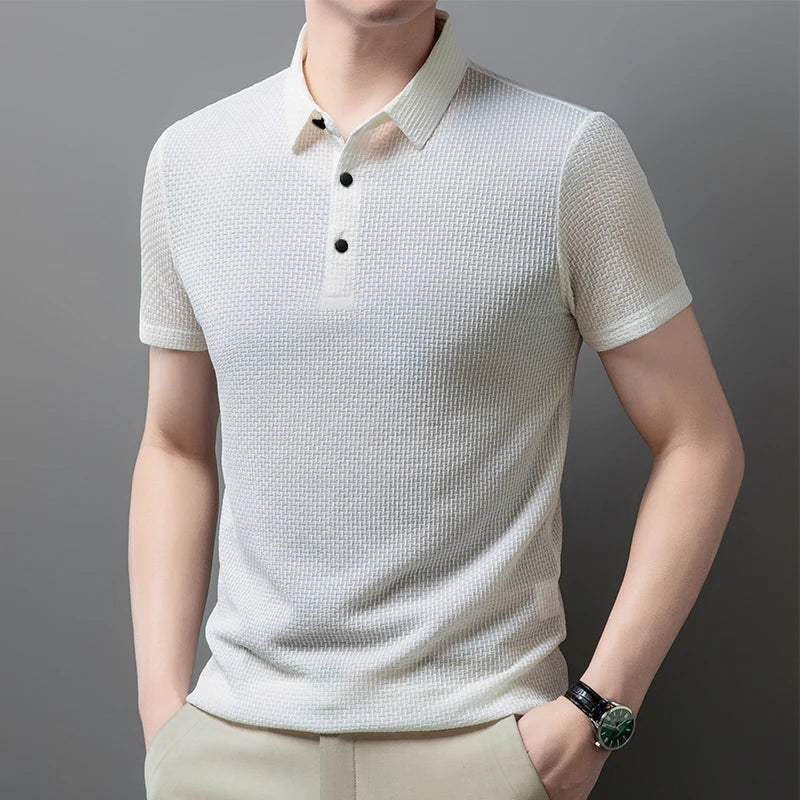 Breathable men's polo shirt – short sleeve, casual summer style, slim fit versatile top
