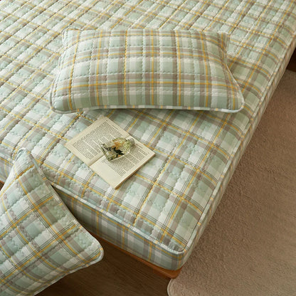 Protège-matelas matelassé à carreaux housse respirante antibactérienne literie automne 2025 sommeil frais