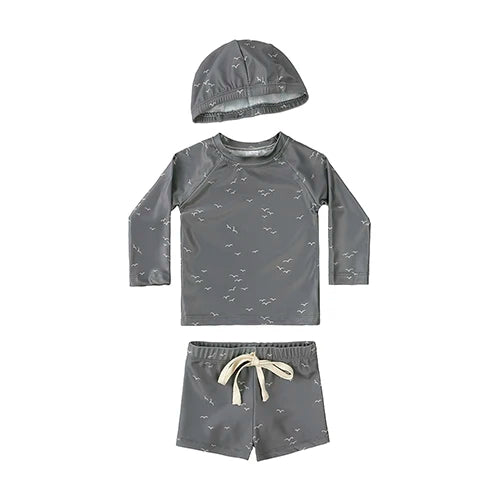 Hurtigtørrende unisex baby badetøj 2-delt sæt – langærmet rashguard top, shorts, polyester, sommerstrandtøj
