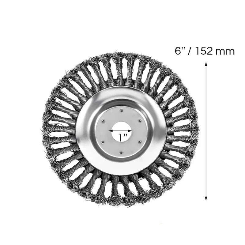 Universal Steel Wire Brush Trimmer Head - 6/8inch Garden Tool for Grass & Lawn Care