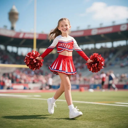 Girls Cheerleader Printed Letter T-Shirt and Skirt Cosplay Costume Set Ages 3–12 Halloween 2026
