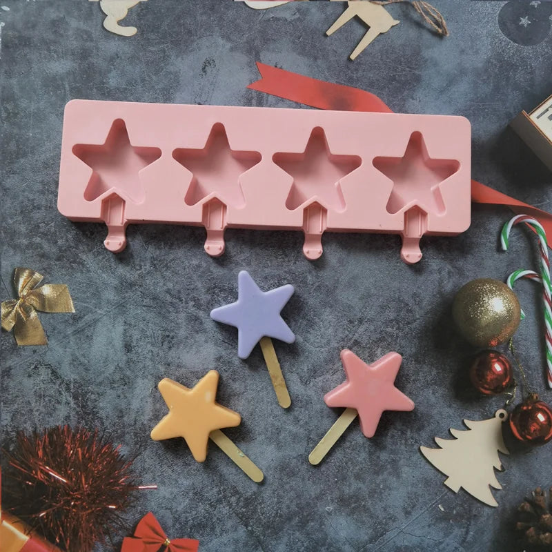Molde de silicona para helados en forma de estrella, herramienta multiusos para hornear helados, chocolate, gelatina y cake pops