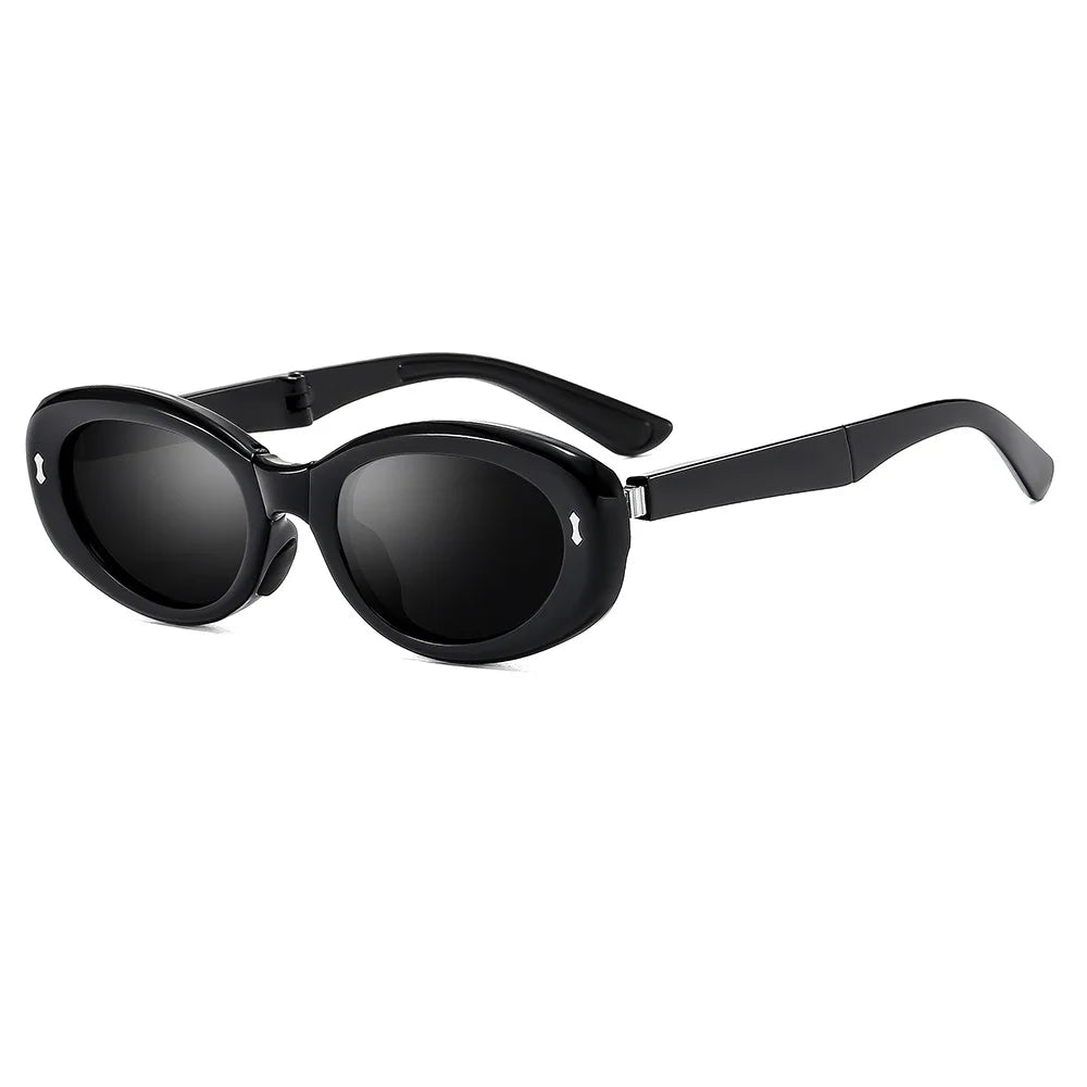 Sonnenbrille Faltbar Elliptischer Rahmen Vintage Retro Brille Sommer 2026 Entspiegelter UV-Schutz