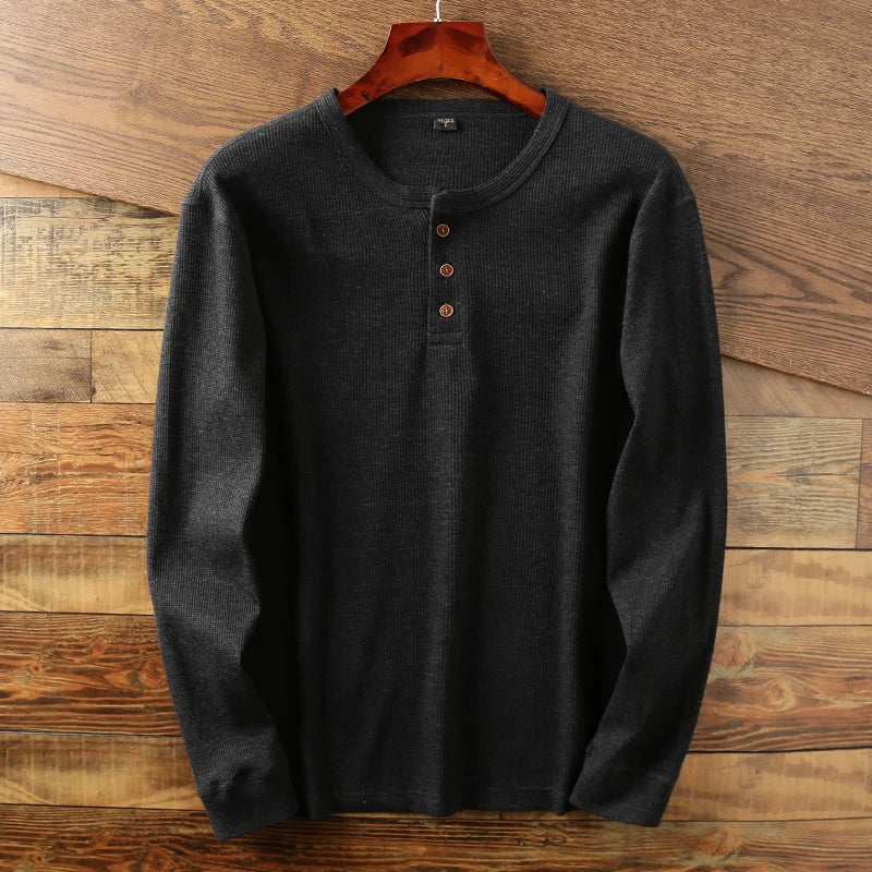 Soft Classic Men's Long Sleeve Pullover - Henley Knit