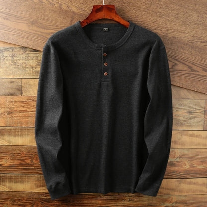 Soft Classic Men's Long Sleeve Pullover - Henley Knit