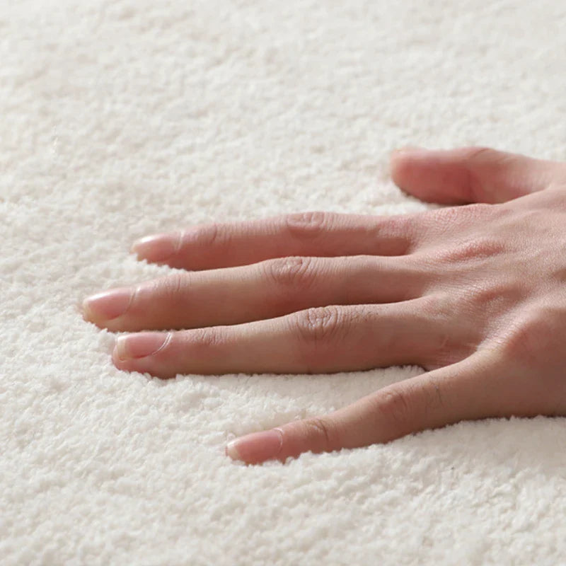 Plüschteppich kariert mit gewelltem Rand, Teppich für Kinderzimmer und Wohnzimmer, Akzent Herbst 2025, gemütlich, flauschig, maschinenwaschbar
