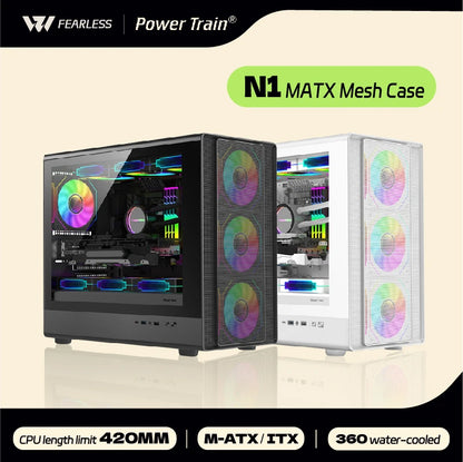 Boîtier PC vertical en verre MicroATX compatible avec radiateur 360mm