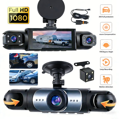 Dash Cam 4 Channel Car DVR – Front/Rear/Inside Cameras, Full HD 1080p Night Vision, Loop Recording Fall 2026