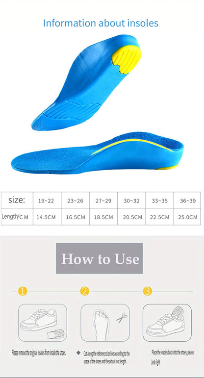 Kids Orthotic Insoles High Arch Support Sports Comfort Plantar Fascia Insole