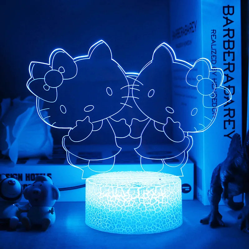 Hello Kitty 3D Anime LED Night Light - Cute Bedroom Lamp