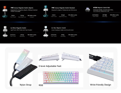 Teclado de juego magnético de 68 teclas con efecto Hall y RGB topográfico