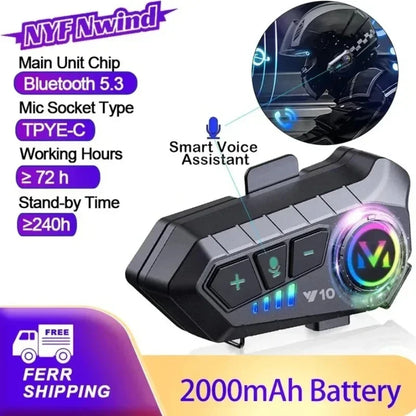 Bluetooth 5.3 Motorcycle Helmet Headset Y10 – Waterproof Hands-Free Call Music Speaker Universal Fit 2026