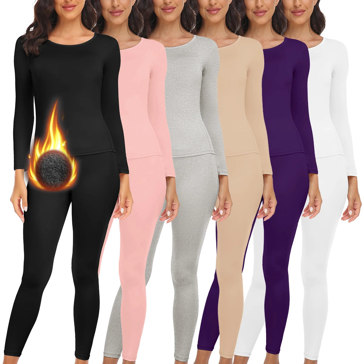 Conjunto de calzoncillos largos térmicos para mujer con forro polar ultrasuave, paquete de 2 capas base para clima frío