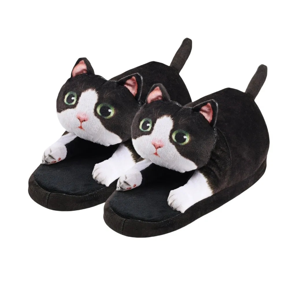 Soft women's cat slippers – cozy hugging cat design, plush, indoor use and home lounging