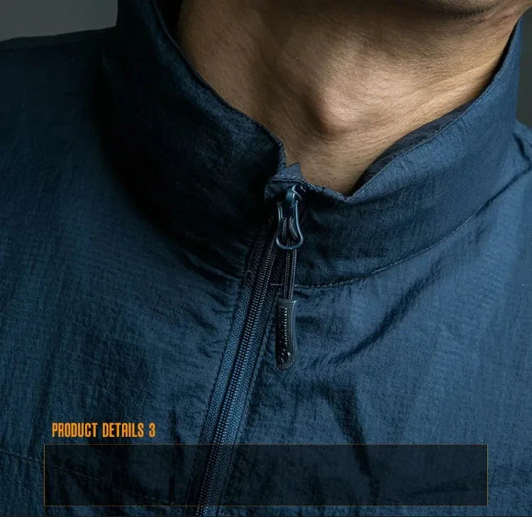 Chaqueta ligera para hombre - Cremallera táctica, poliéster, verano