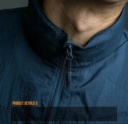 Chaqueta ligera para hombre - Cremallera táctica, poliéster, verano