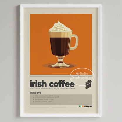 Art mural café six panneaux décoration minimaliste cuisine café