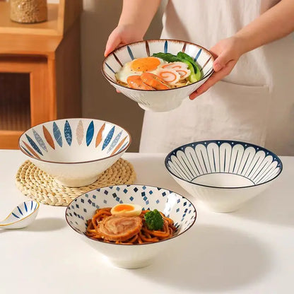 Cuenco de ramen de porcelana japonesa para fideos de 8 pulgadas grande