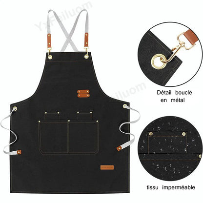 Custom Apron Waterproof Canvas Bib Apron With Adjustable Leather Look Straps Hospitality Fall 2025 Personalized Logo