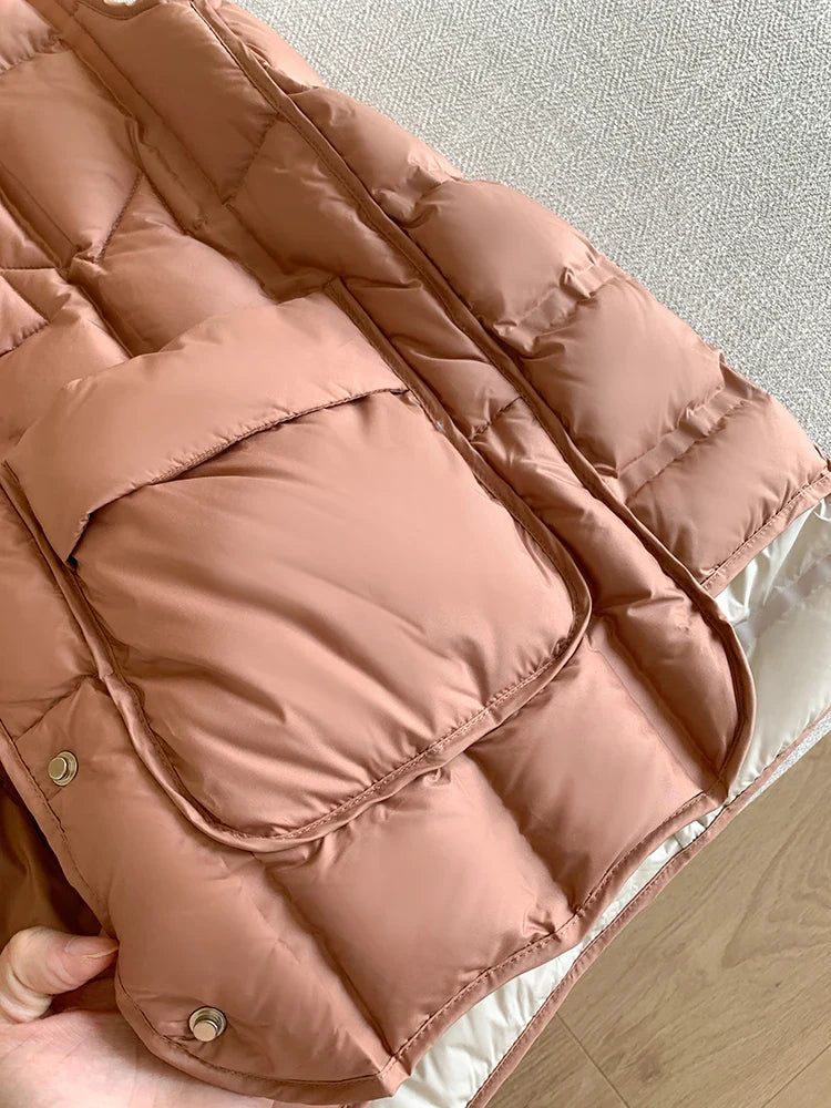 Lightweight Women Hooded Down Vest - Boxy, Down, Autumn