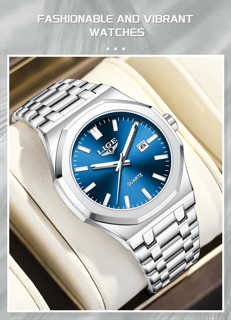 Quartz Watch Stainless Steel Waterproof Luminous Wristwatch