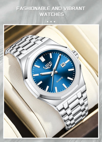 Quartz Watch Stainless Steel Waterproof Luminous Wristwatch