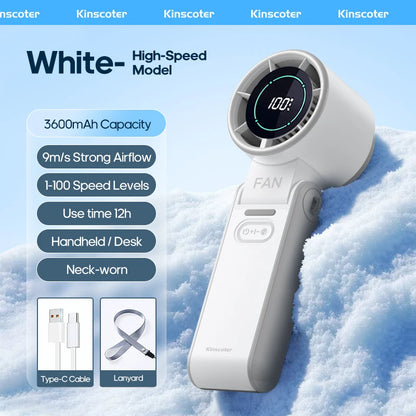Handheld Fan Foldable Outdoor Cooling 3600mAh Battery 100 Level Turbo Summer 2026