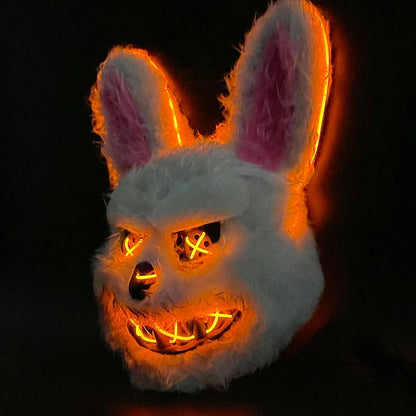 Halloween LED Mask Faux Fur Bunny Bear Cosplay Spooky