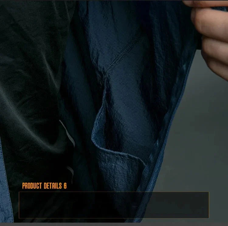 Chaqueta ligera para hombre - Cremallera táctica, poliéster, verano