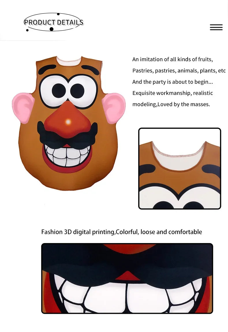 Bijpassende cosplaykostuumset voor koppels als Mr. en Mrs. Potato Head, Halloween-, carnaval- en feestoutfit 2026