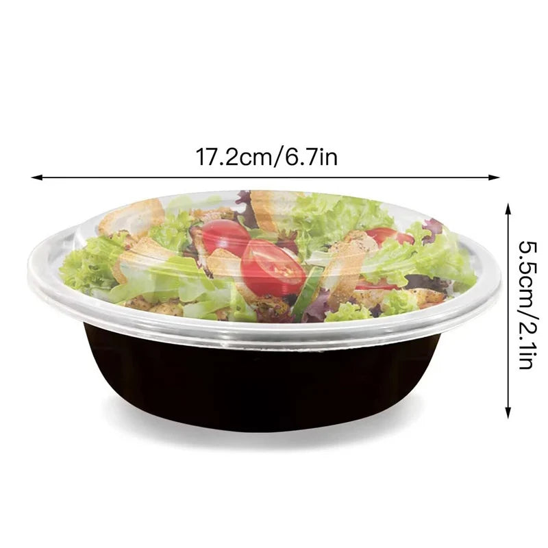 24OZ Round Disposable Meal Prep Containers - Microwave & Freezer Safe Bento Lunch Boxes