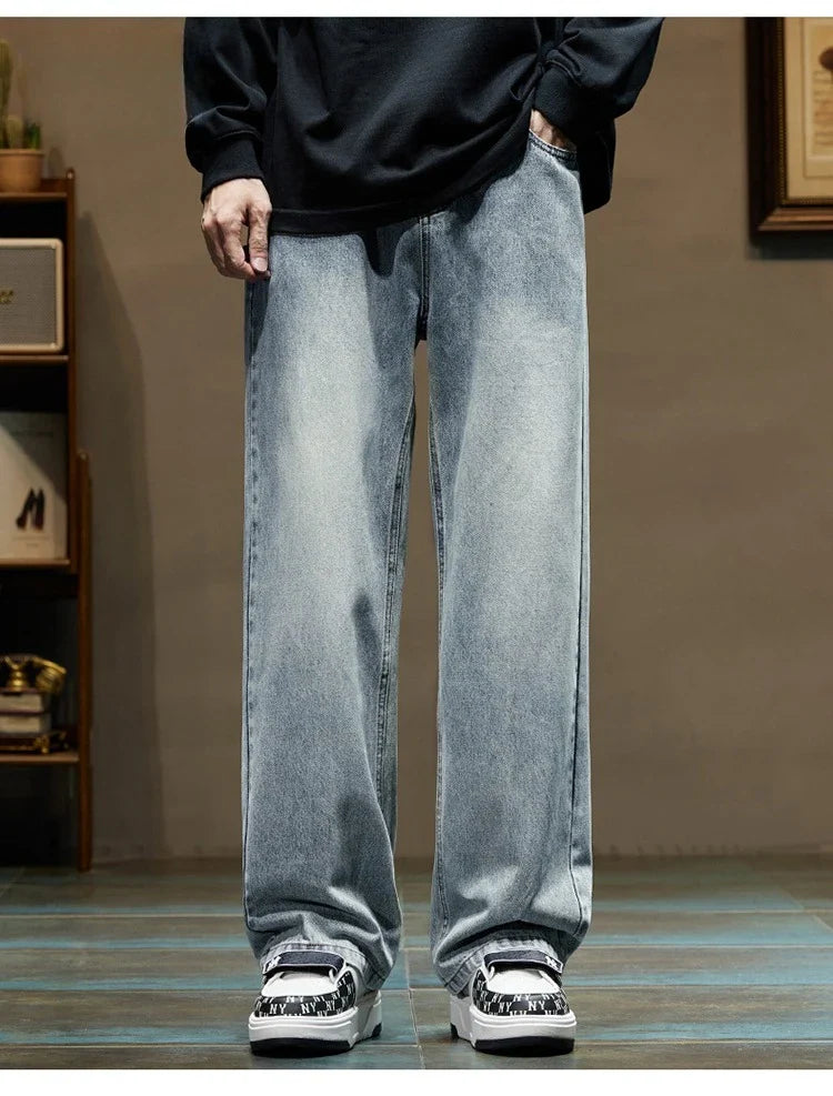 Jeans elásticos para hombre - holgados rectos acampanados, denim casual
