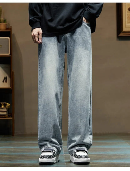 Jeans elásticos para hombre - holgados rectos acampanados, denim casual
