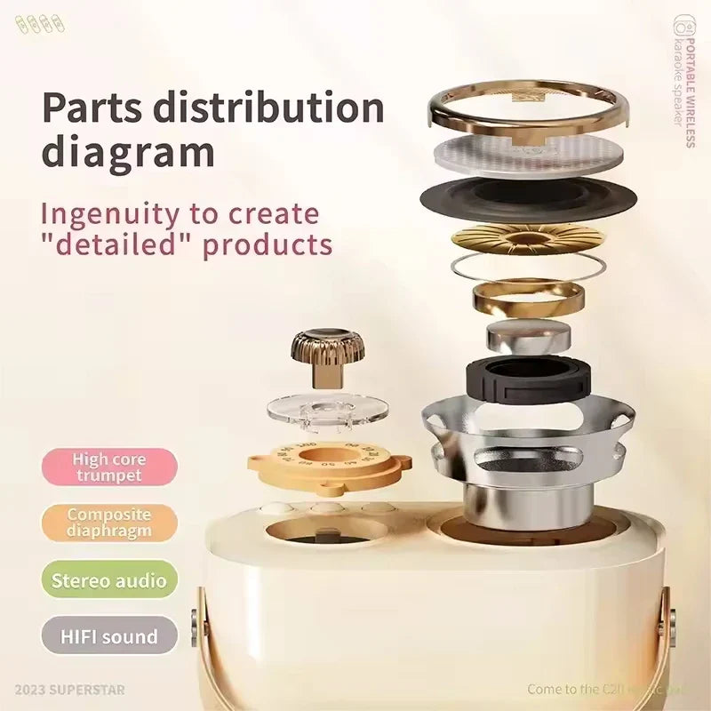 Karaoke Portable Bluetooth Speaker With Microphone Mini FM Radio Back To School 2025 Gift Idea