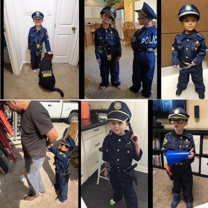 Kids Police Officer Cosplay Costume Accessories Set with Walkie-Talkie Whistle and Handcuffs Halloween 2026