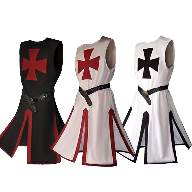 Knights Templar Crusader Cosplay Costume - Authentic Tunic & Cape Set for Halloween, Renaissance Fairs, and Historical Reenactments